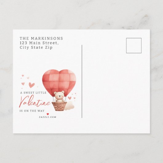 甘い小さなバレンタインが途中の赤ちゃんシャワー インビテーションポストカード (裏面)