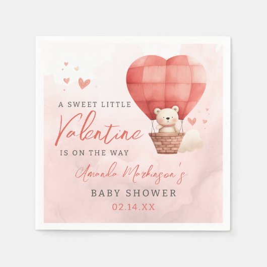 甘い小さなバレンタインが途中の赤ちゃんシャワー スタンダードカクテルナプキン (正面)