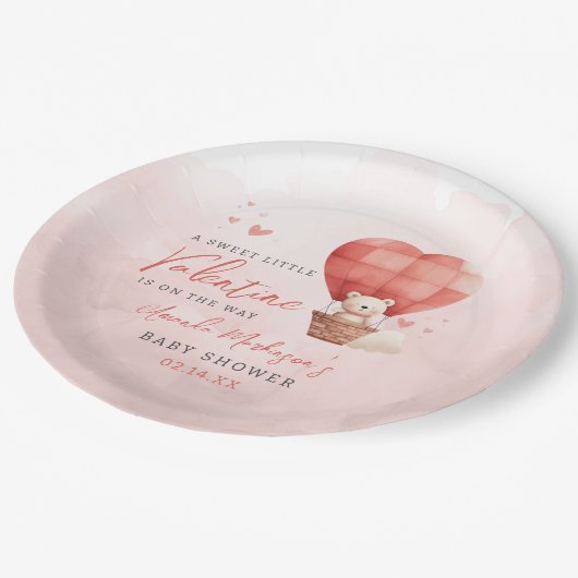 甘い小さなバレンタインが途中の赤ちゃんシャワー ペーパープレート (アングル)