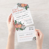 甘い小さなピーチオンザウェイベビーシャワー オールインワン招待状 (貼ってはがせる)