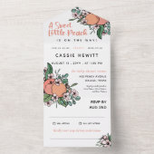 甘い小さなピーチオンザウェイベビーシャワー オールインワン招待状 (内側)
