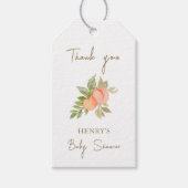 甘い小さなピーチフルーツ赤ちゃんシャワーありがとう ギフトタグ (正面)