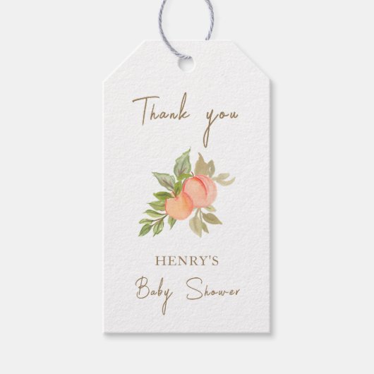 甘い小さなピーチフルーツ赤ちゃんシャワーありがとう ギフトタグ (正面)
