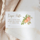 甘い小さなピーチフルーツ赤ちゃんシャワーおむつラッフル エンクロージャーカード