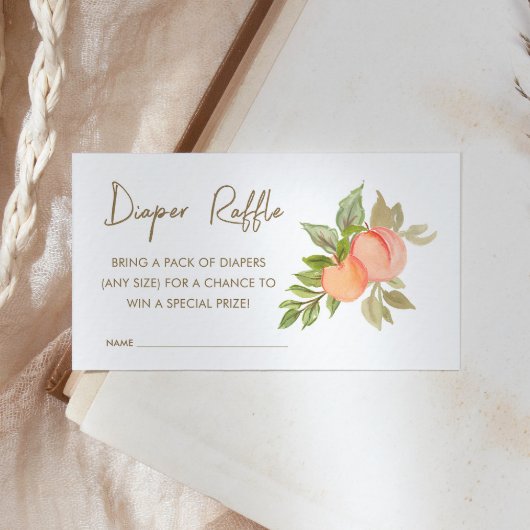 甘い小さなピーチフルーツ赤ちゃんシャワーおむつラッフル エンクロージャーカード