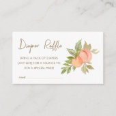 甘い小さなピーチフルーツ赤ちゃんシャワーおむつラッフル エンクロージャーカード (正面)