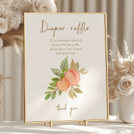 甘い小さなピーチフルーツ赤ちゃんシャワーおむつラッフル ポスター