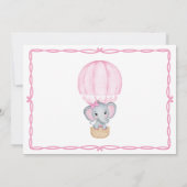 甘い小さなピーナッツエレファントベビーガールシャワー 招待状 (裏面)