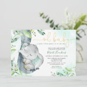 甘い小さなピーナッツボーイゾウ赤ちゃんシャワーの招待 招待状 (スタンド正面)