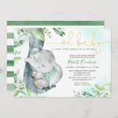 甘い小さなピーナッツボーイゾウ赤ちゃんシャワーの招待 招待状 (正面/裏面)