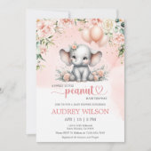 甘い小さなピーナッツ象の赤ちゃんシャワー 招待状 (正面)