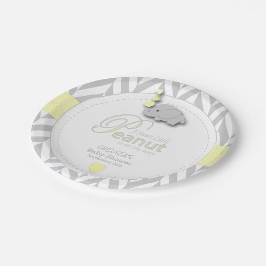 甘い小さなピーナツゾウのベビーシャワー ペーパープレート (アングル)