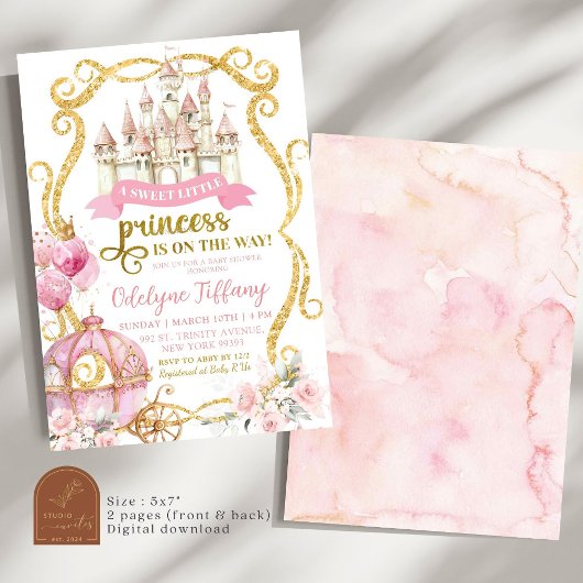 甘い小さなプリンセスの赤ちゃんシャワー 招待状