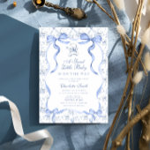 甘い小さなベビーキツネ熊の青い赤ちゃんシャワー 招待状