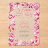 甘い小さなベビーキャンディフレーム女の子ベビーシャワー アクリル招待状 (正面)