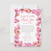 甘い小さなベビーキャンディフレーム女の子ベビーシャワー サンキューカード (正面)