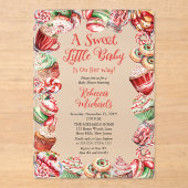 甘い小さなベビーキャンディフレーム赤ちゃんシャワー アクリル招待状 (正面)