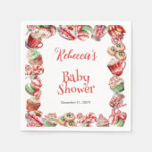 甘い小さなベビーキャンディフレーム赤ちゃんシャワー スタンダードカクテルナプキン (正面)