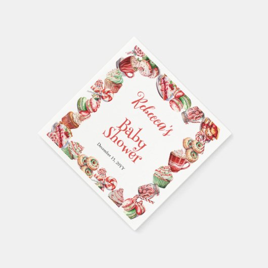 甘い小さなベビーキャンディフレーム赤ちゃんシャワー スタンダードカクテルナプキン (角)