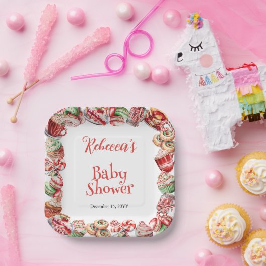 甘い小さなベビーキャンディフレーム赤ちゃんシャワー ペーパープレート (パーティー)