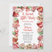 甘い小さなベビーキャンディフレーム赤ちゃんシャワー 招待状 (正面)