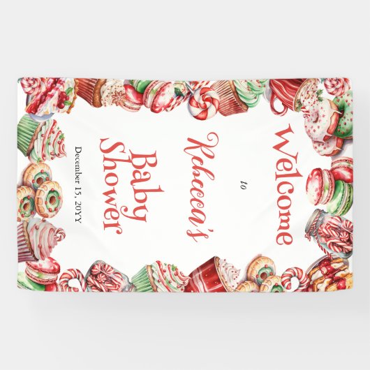 甘い小さなベビーキャンディフレーム赤ちゃんシャワー 横断幕 (横)