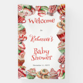 甘い小さなベビーキャンディフレーム赤ちゃんシャワー 横断幕 (縦)