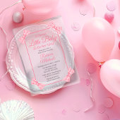 甘い小さなベビーピンク弓ガールベビーシャワー アクリル招待状