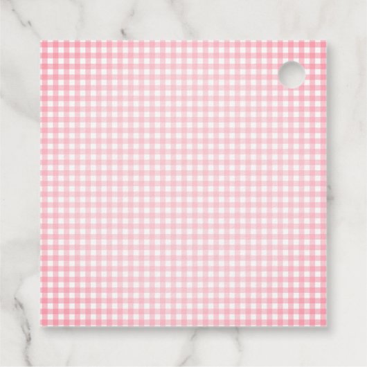 甘い小さなベビーピンク弓ガールベビーシャワー フェイバータグ (裏面)