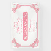 甘い小さなベビーピンク弓ガールベビーシャワー 横断幕 (縦)