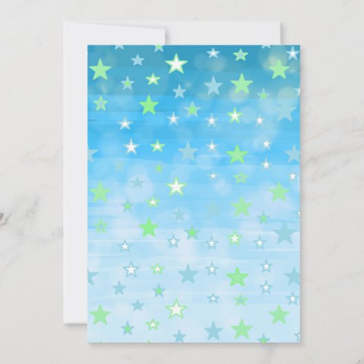 甘い小さなベビーブルーの星と月の男の子 招待状 (裏面)
