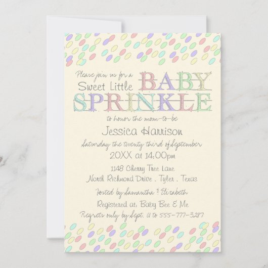 甘い小さなベビー散策ベビーシャワー 招待状 (正面)