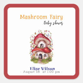 甘い小さなマッシュルームの妖精が途中にある スクエアシール