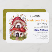 甘い小さなマッシュルームの妖精が途中にある 招待状 (正面/裏面)
