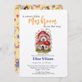 甘い小さなマッシュルームの妖精が途中にある 招待状 (正面/裏面)