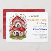 甘い小さなマッシュルームの妖精が途中にある 招待状 (正面/裏面)