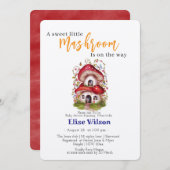 甘い小さなマッシュルームの妖精が途中にある 招待状 (正面/裏面)