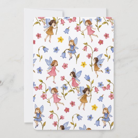 甘い小さなマッシュルームの妖精が途中にある 招待状 (裏面)