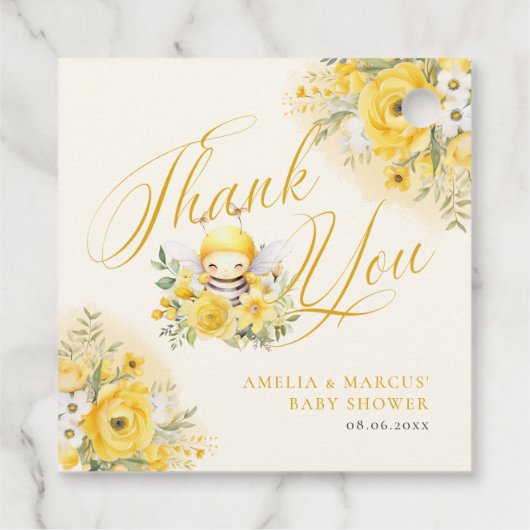 甘い小さなミツバチ赤ちゃんシャワーありがとう フェイバータグ (裏面)