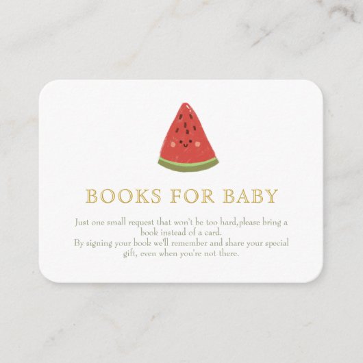 甘い小さなメロンの赤ちゃんシャワー。ベビー エンクロージャーカード (正面)