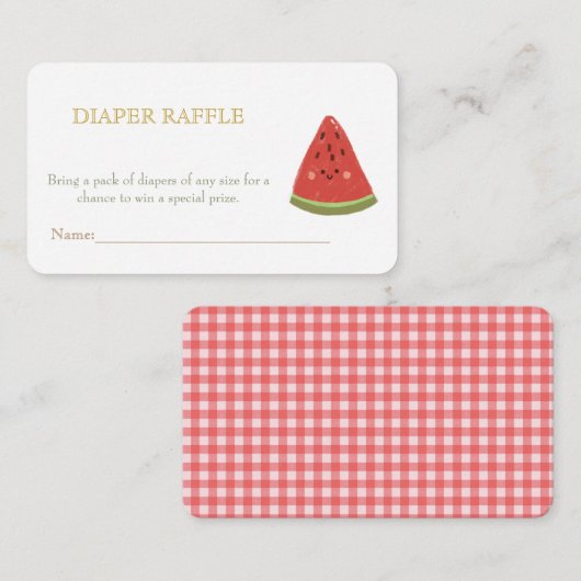 甘い小さなメロン赤ちゃんシャワーおむつラッフル エンクロージャーカード (正面/裏面)