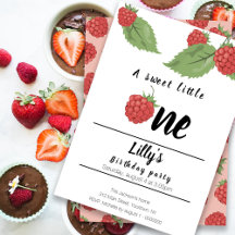 甘い小さなラズベリーの誕生日招待状