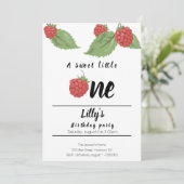 甘い小さなラズベリーの誕生日招待状 招待状 (スタンド正面)