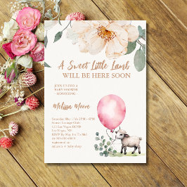 甘い小さなラムピンクのバルーン 招待状