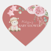 甘い小さなラムピンクの緑のカップケーキトッパー ハートシール (正面)