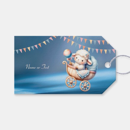 甘い小さなランプブルースカイかわいい美しい ギフトタグ (正面(横))