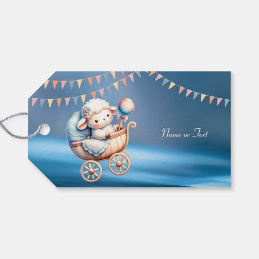 甘い小さなランプブルースカイかわいい美しい ギフトタグ (裏面横)