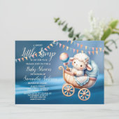 甘い小さなランプ赤ちゃんシャワーブルー美しい 招待状 (スタンド正面)