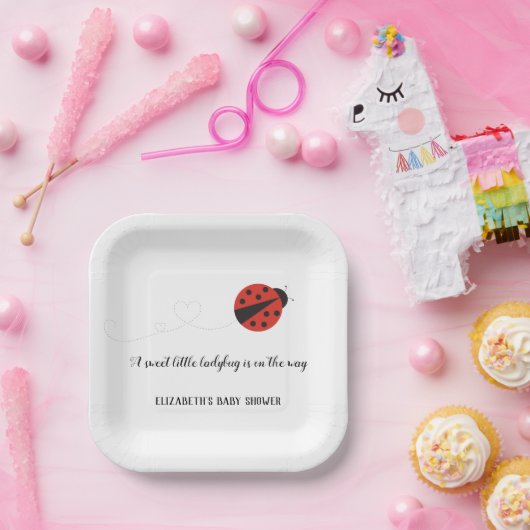甘い小さなレディバグの赤ちゃんシャワー ペーパープレート (パーティー)