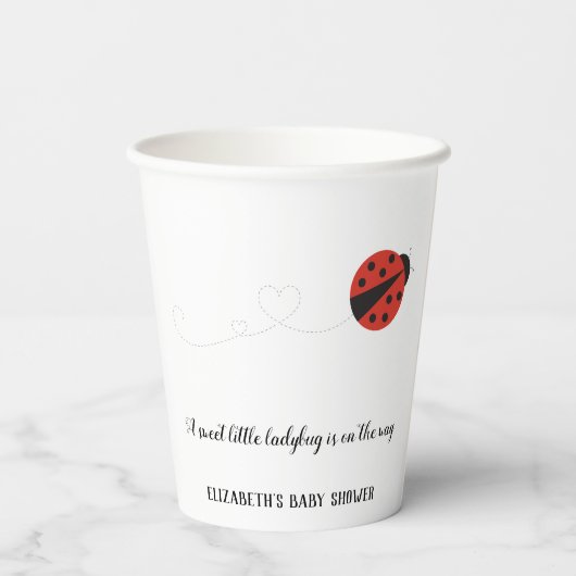 甘い小さなレディバグの赤ちゃんシャワー 紙コップ (裏面)